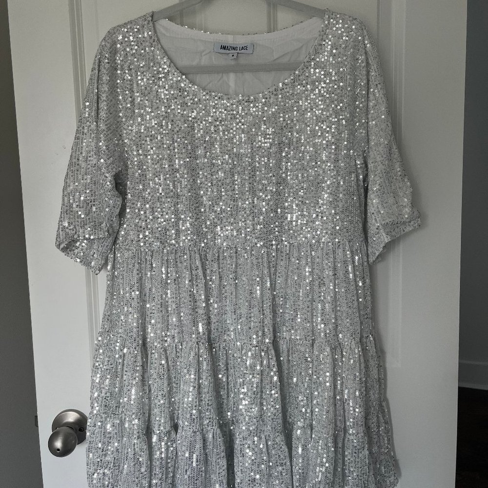 Amazing Lace My Queen Sequin Baby Doll Dress